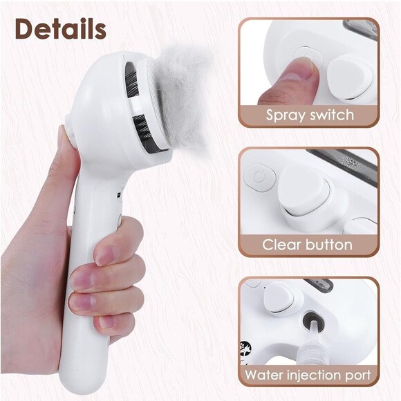 Rechargeable Cat Dog Grooming Steam Brush Removes Static Easy Clean w/Handle - Picture 5 of 8